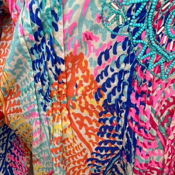 Lilly Pulitzer Sarasota Beaded Tunic Top Electric Feel Cameo Sz S - Picture 6 of 16